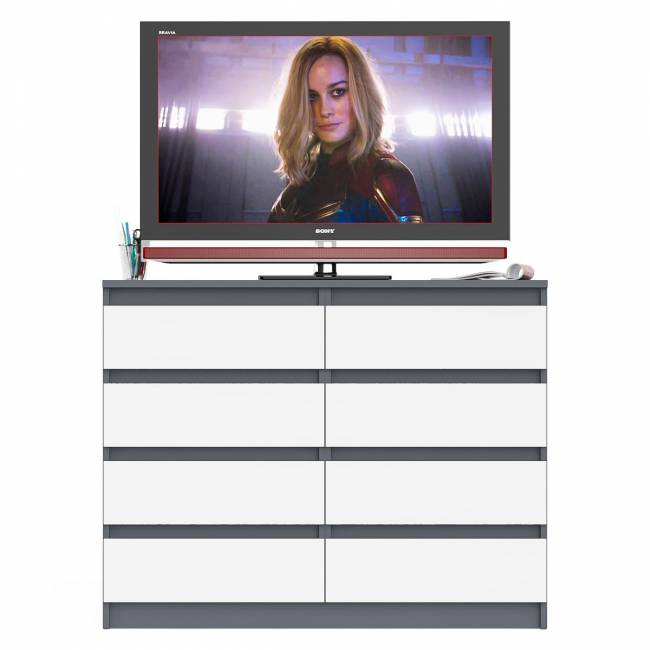 Комод восемь выдвижных ящиков Мори МК1200.8 цвет графит/белый