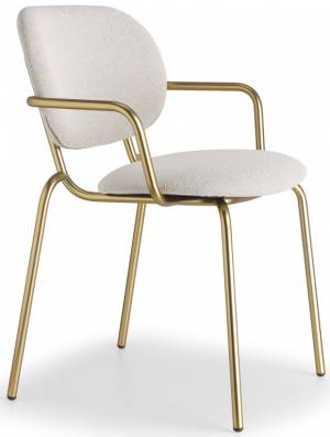 Кресло металлическое c обивкой Si-Si Bold матовое золото, бежевый 620х530х800 мм