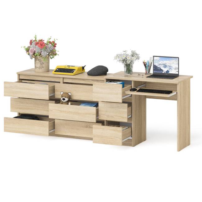 Комод Мори МК1200 6-ть ящиков со столом компьютерным МС-6 левым цвет дуб сонома