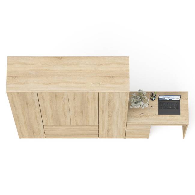Стол компьютерный однотумбовый левый со шкафом МШ1600 Мори цвет дуб сонома