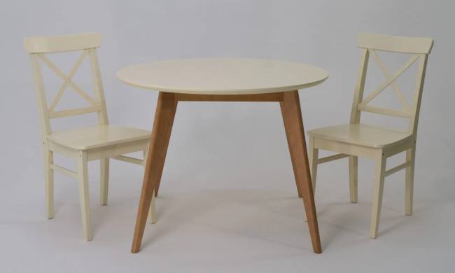 Стол Сканди К 100 натур/слоновая кость со стульями Ингольф слоновая кость Стол Сканди К 100 натур/слоновая кость со стульями Ингольф слоновая кость