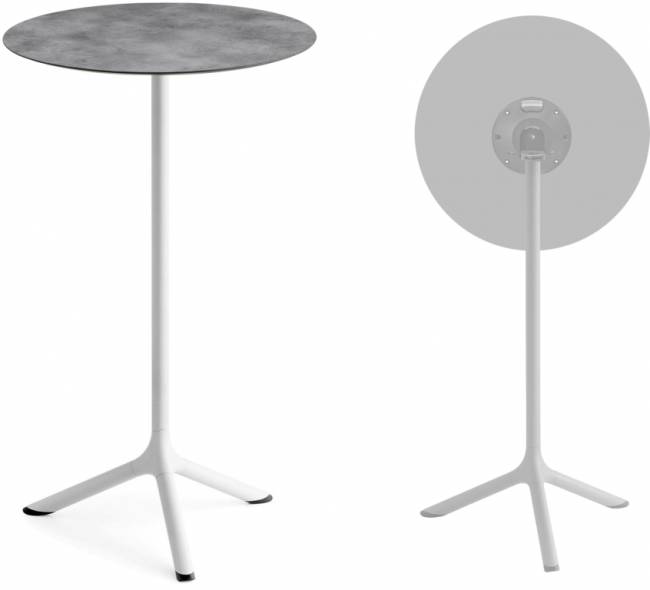 Стол ламинированный барный складной Tripe Folding белый, цементный Ø600х1100 мм