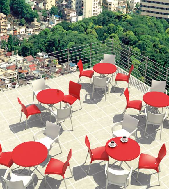 Стол пластиковый Elfo 70 красный Ø700х720 мм