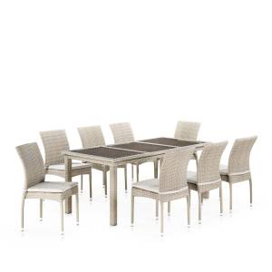 Комплект плетеной мебели T365/Y380C-W85 Latte (8+1) + подушки Комплект плетеной мебели T365/Y380C-W85 Latte (8+1) + подушки