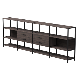 Набор стеллажных систем №4 Everprof EVO 3245x385x1120 Дуб Пасадена/Черный