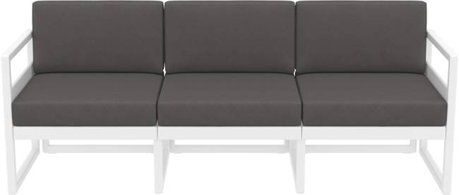 Диван пластиковый трехместный с подушками Mykonos XL белый, темно-серый 2000х720х750 мм