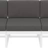 Диван пластиковый трехместный с подушками Mykonos XL белый, темно-серый 2000х720х750 мм