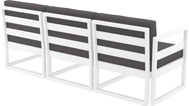 Диван пластиковый трехместный с подушками Mykonos XL белый, темно-серый 2000х720х750 мм