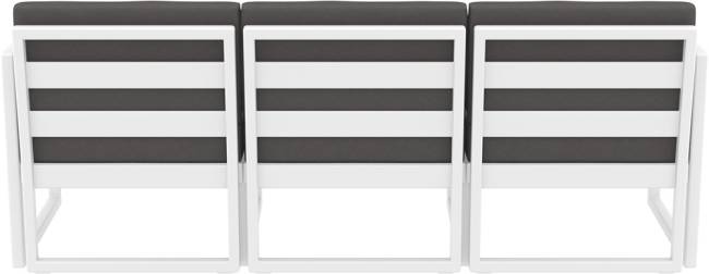 Диван пластиковый трехместный с подушками Mykonos XL белый, темно-серый 2000х720х750 мм