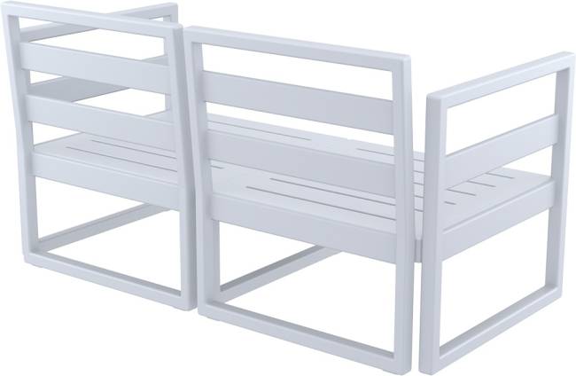 Диван пластиковый двухместный с подушками Mykonos серебристый, бежевый 1380х720х750 мм