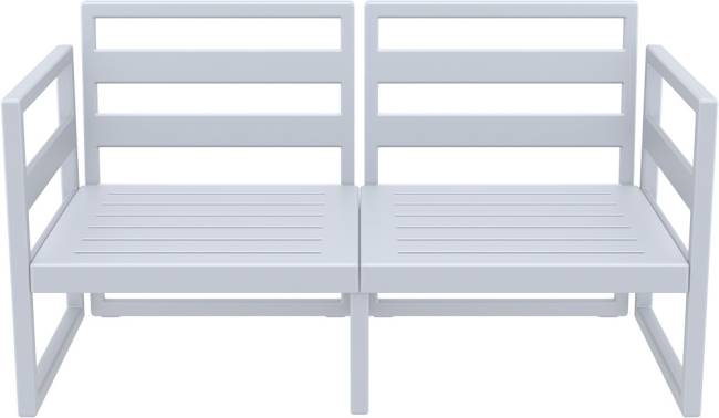 Диван пластиковый двухместный с подушками Mykonos серебристый, бежевый 1380х720х750 мм