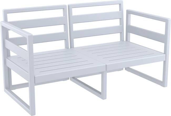 Диван пластиковый двухместный с подушками Mykonos серебристый, бежевый 1380х720х750 мм