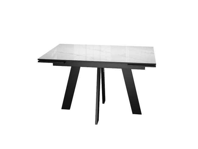Стол DikLine SKM140 Керамика Carrara Gloss (мрамор глянец белый)/опоры черные
