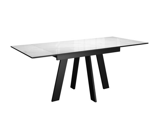 Стол DikLine SKM140 Керамика Carrara Gloss (мрамор глянец белый)/опоры черные