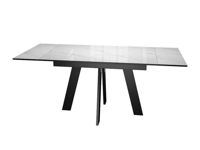 Стол DikLine SKM140 Керамика Carrara Gloss (мрамор глянец белый)/опоры черные