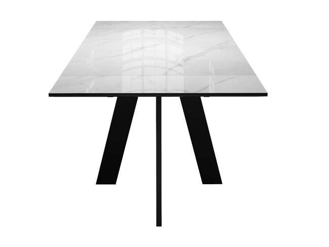 Стол DikLine SKM140 Керамика Carrara Gloss (мрамор глянец белый)/опоры черные