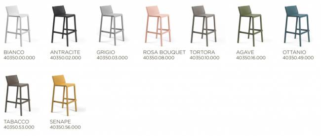 Стул пластиковый барный Trill Stool серый 500х530х965 мм