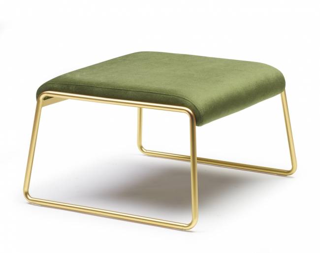 Пуф с обивкой Lisa Lounge Pouf сатинированная латунь, зеленый 630х550х350 мм