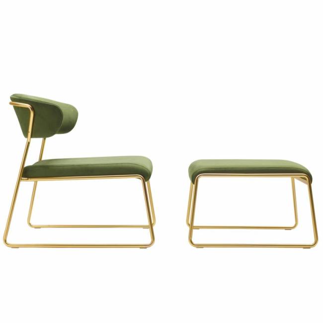 Пуф с обивкой Lisa Lounge Pouf сатинированная латунь, зеленый 630х550х350 мм