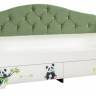 Кровать "Грин 11.35.01", белый шагрень, зеленый велюр