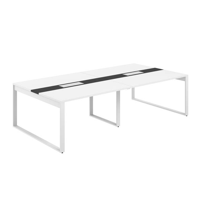 AG.2-2814.WH.72.WH.AN / Стол для переговоров 2800х1438х750 / профиль О-образный: 70х20 белый; лючок: серебро; столешница: белый вставка антрацит