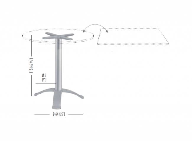 Подстолье металлическое барное BGA3K 640х640х1100 мм