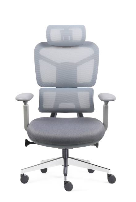 Кресло офисное / Мишлен грэй / Michelin grey / серая сетка / серая ткань / алюминиевая база