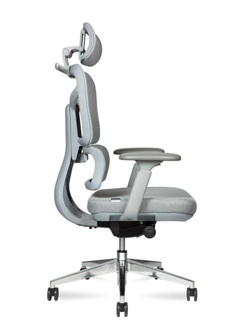 Кресло офисное / Мишлен грэй / Michelin grey / серая сетка / серая ткань / алюминиевая база