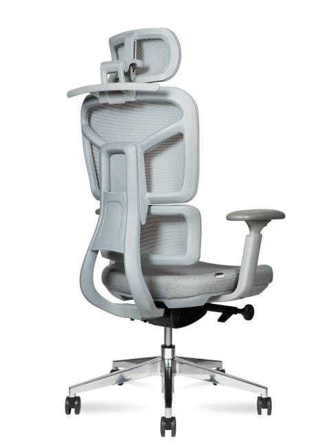 Кресло офисное / Мишлен грэй / Michelin grey / серая сетка / серая ткань / алюминиевая база