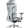 Кресло офисное / Мишлен грэй / Michelin grey / серая сетка / серая ткань / алюминиевая база