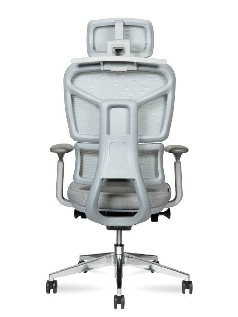 Кресло офисное / Мишлен грэй / Michelin grey / серая сетка / серая ткань / алюминиевая база