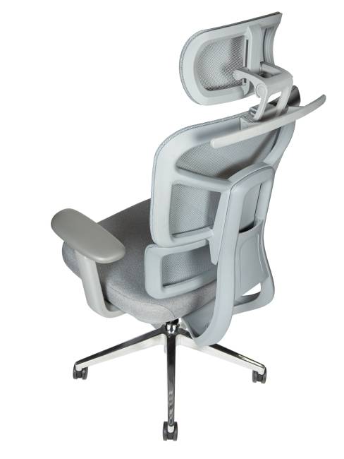 Кресло офисное / Мишлен грэй / Michelin grey / серая сетка / серая ткань / алюминиевая база