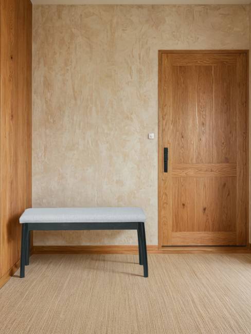 Скамья для прихожей мягкая, ткань серый, каркас венге Скамья для прихожей мягкая, ткань серый, каркас венге