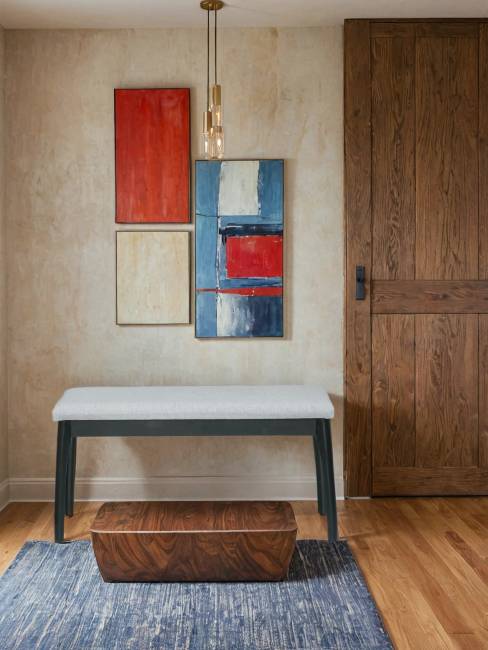 Скамья для прихожей мягкая, ткань серый, каркас венге Скамья для прихожей мягкая, ткань серый, каркас венге