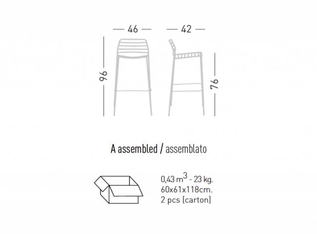 Стул металлический барный Link белый 460х420х960 мм