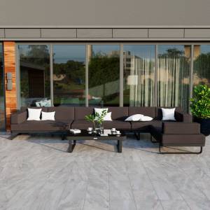 Лаунж зона угловая TESORA черная - каркас карбон