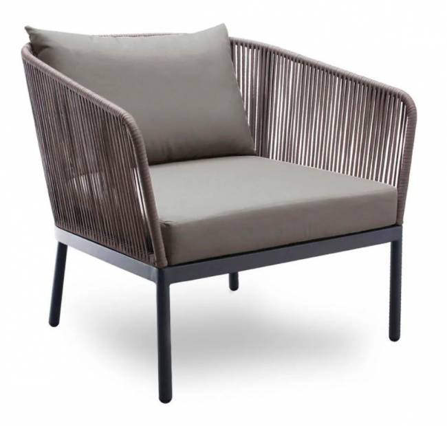 Лаунж-кресло плетеное с подушками Bergen антрацит 860х850х800 мм