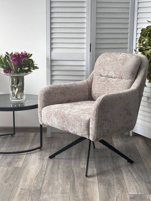 Кресло поворотное SHADE 360 град., ткань HAGA30, цвет светло-бежевый / черный каркас, ®DISAUR