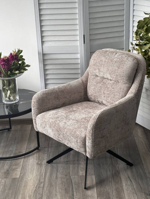 Кресло поворотное SHADE 360 град., ткань HAGA30, цвет светло-бежевый / черный каркас, ®DISAUR