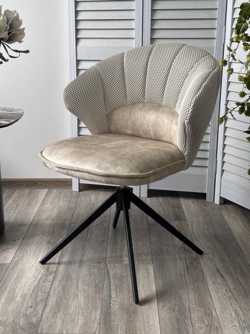 Стул ASTRA 360 град. поворот Белый Sonic 23 ткань / 7525-01 велюр / черный каркас, ®DISAUR