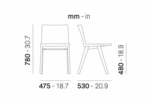 Стул деревянный с обивкой Osaka беленый ясень 475х530х780 мм