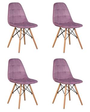 Набор 4 шт Стул обеденный DOBRIN BENNET, ножки светлый бук, пудрово-сиреневый велюр (HLR-27)