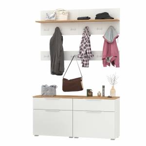 Набор мебели в прихожую Октава № 7 цвет белый шагрень/дуб крафт золотой