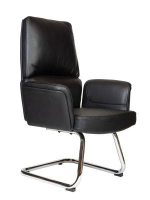Кресло офисное / Бонно CF / Bonno CF  / черная  кожа / алюминевая база