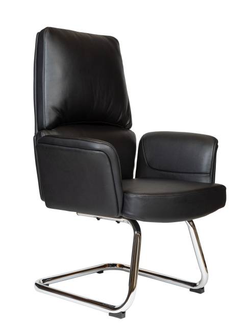 Кресло офисное / Бонно CF / Bonno CF  / черная  кожа / алюминевая база