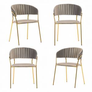 Комплект из 4-х стульев Turin латте, золотые ножки