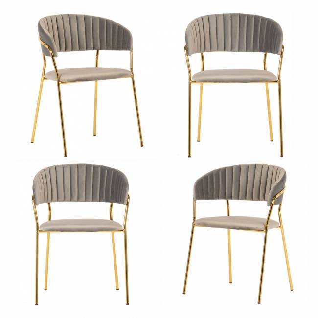 Комплект из 4-х стульев Turin латте, золотые ножки Комплект из 4-х стульев Turin латте, золотые ножки