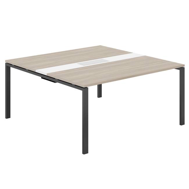 SG.283.OD.63.AN.WH / Стол переговорный комбинированный 1600х1638х750 МК60х30 / профиль: 60х30 антрацит; столешница: дуб темный, вставка белая