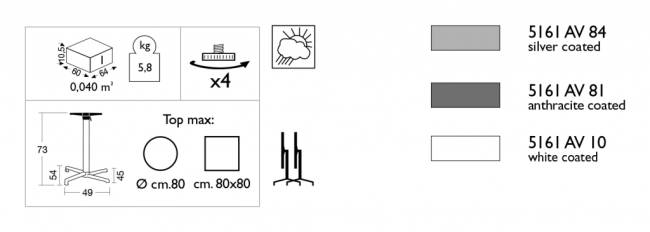 Подстолье металлическое складное Domino антрацит 490х540х730 мм