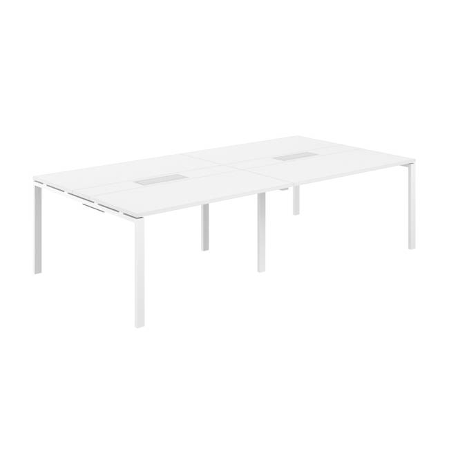 SG.285.WH.63.WH.WH / Стол переговорный комбинированный 2800х1438х750 МК60х30 / профиль: 60х30 белый; столешница: белый, вставка белая